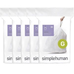 Simplehuman Code G Genuine Custom Fit Drawstring Bags in Dispenser Pk, 100 Ct